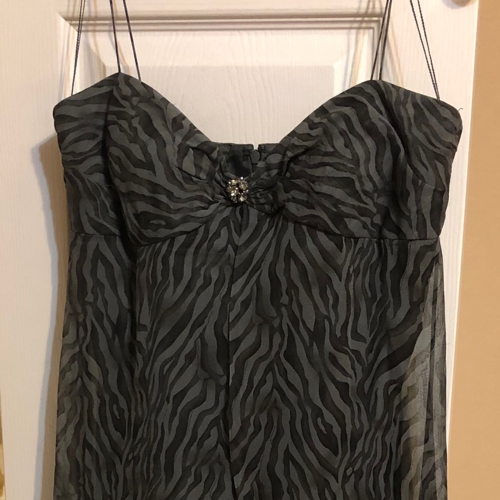 Grey slip dress with zebra overlay